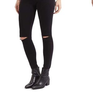 Topshop Leigh mid-rise jeans in black wash